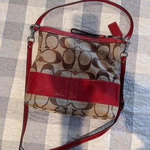 Coach Red and Brown Crossbody Bag